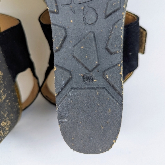 OTBT Peasant Wedge Platform Slingback Sandal Suede Leather Black 9.5M NIB - Picture 12 of 16